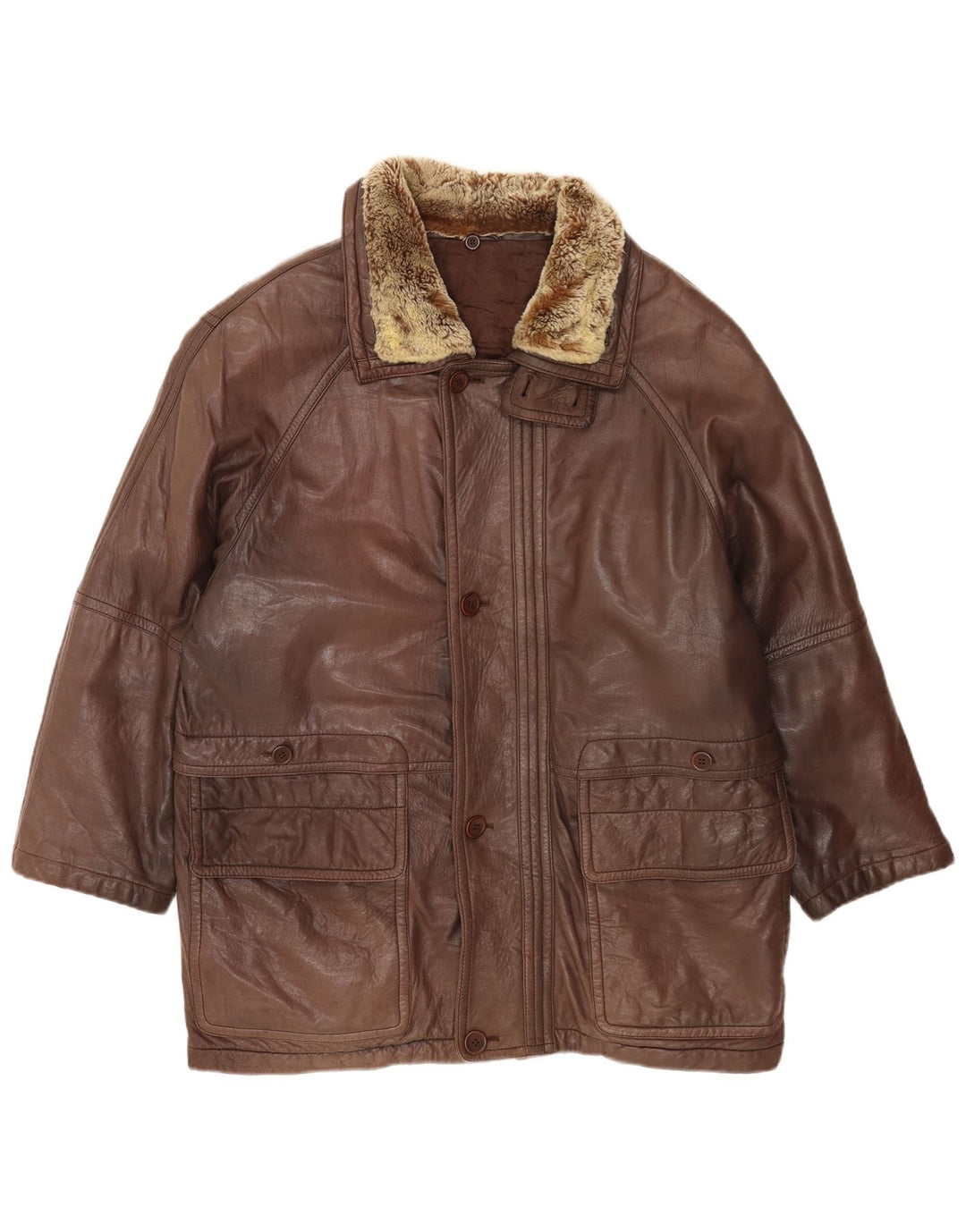 manteau en cuir homme vintage EU 48 Cuir brun moyen