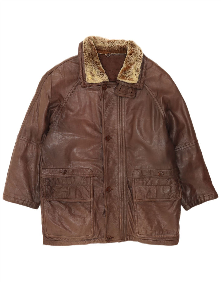 manteau en cuir homme vintage EU 48 Cuir brun moyen