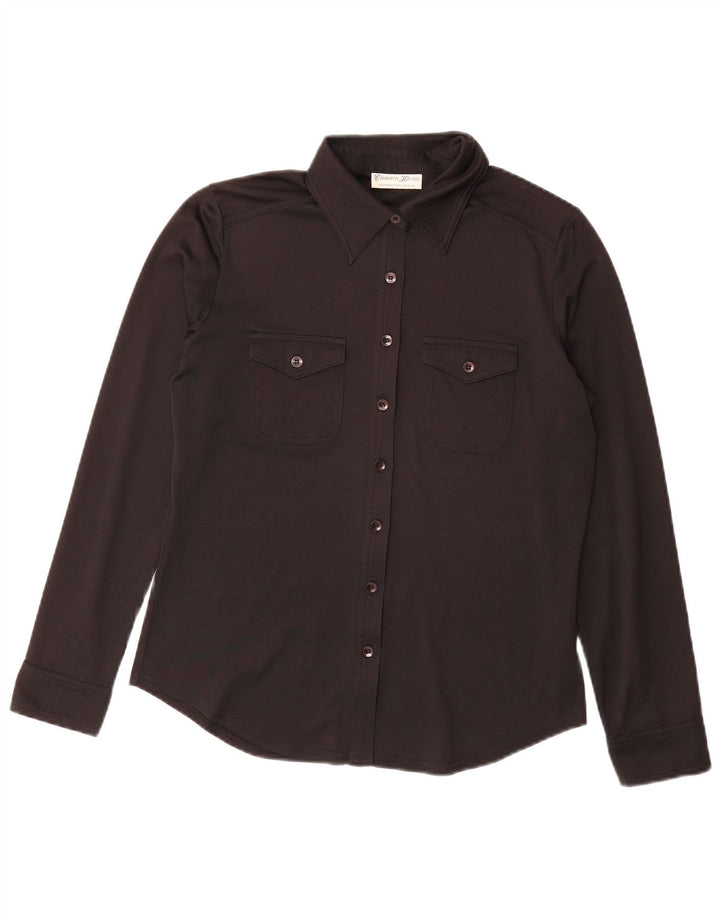 CHARLOTTE HALTON Womens Shirt Blouse UK 14 Medium Black Polyester