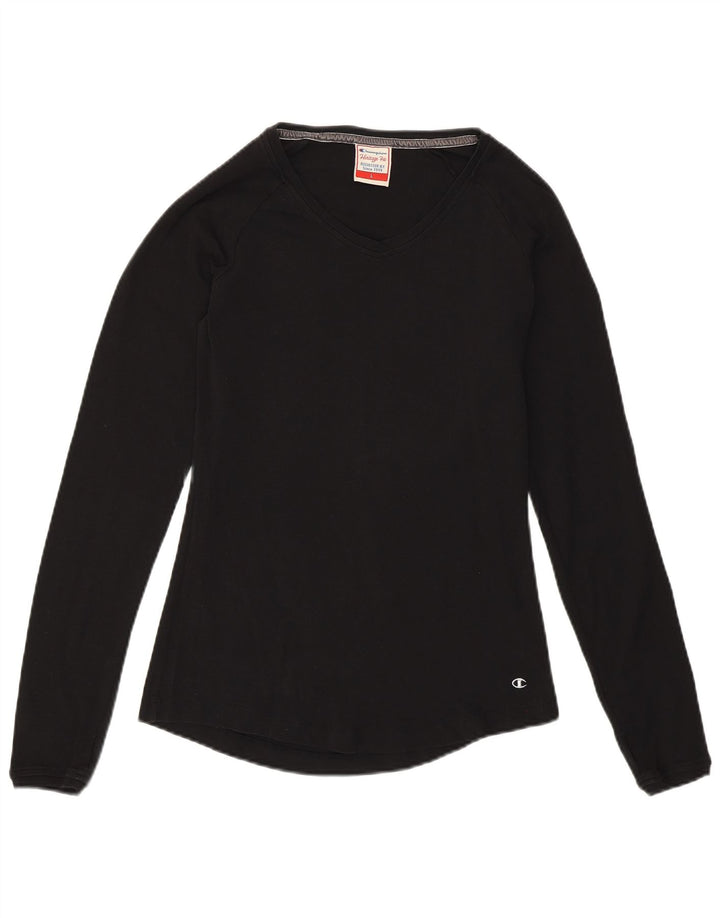 CHAMPION Haut Heritage Fit à manches longues pour femme UK 14 Large Noir