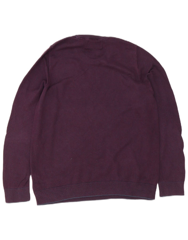Marks & Spencer Pull à col rond coupe ajustée homme bordeaux moyen