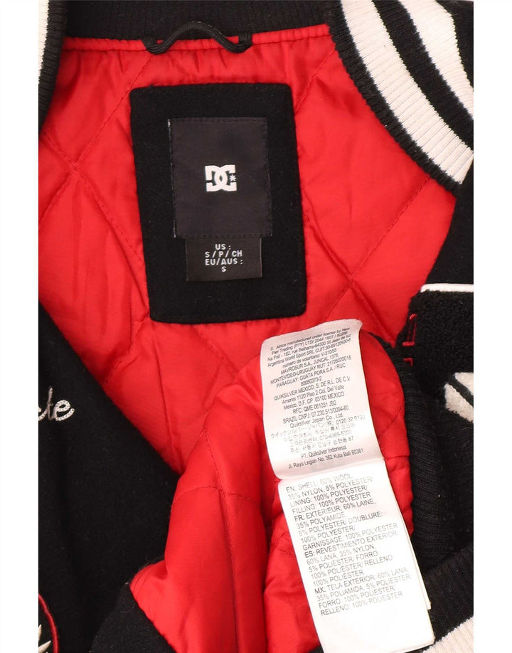 DC Mens Graphic Varsity Jacket UK 36 Petite laine noire