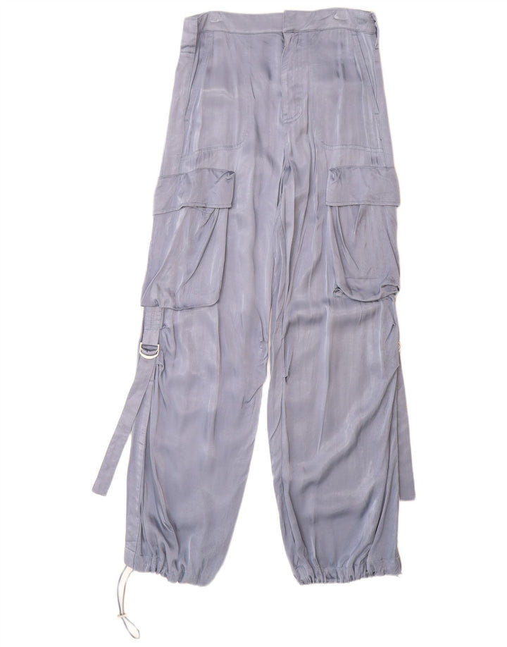 Pantalon Cargo Droit Femme ZARA XS W24 L30 Bleu Viscose