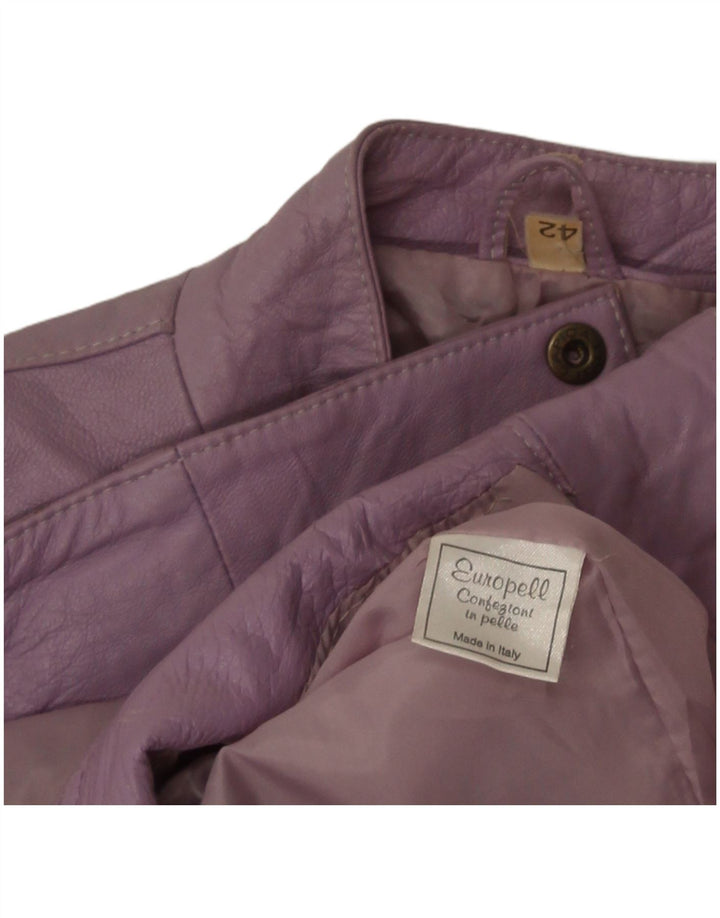 veste en cuir bomber femme vintage IT 42 cuir violet moyen