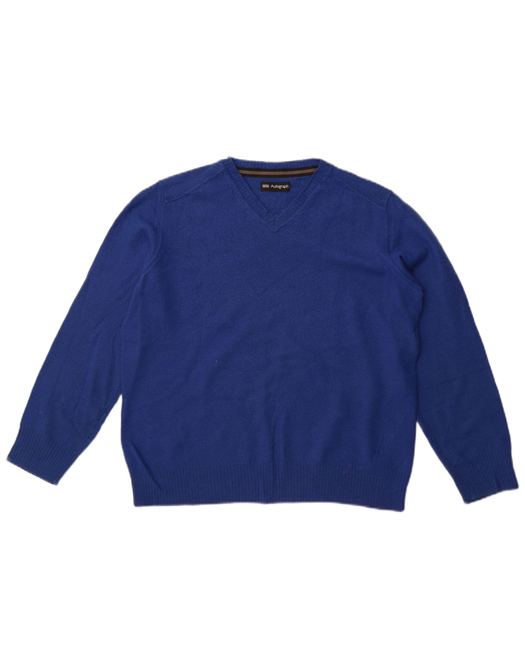 Marks & Spencer Pull autographe à col en V pour femme UK 16 Large Bleu