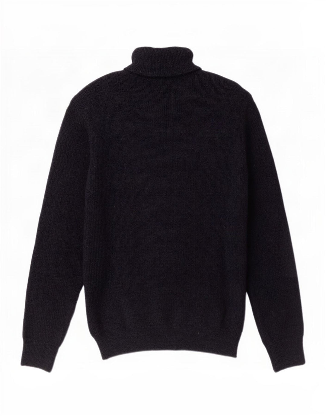 vintage Mens Zip Neck Jumper Pull Moyen Marine Bleu Laine