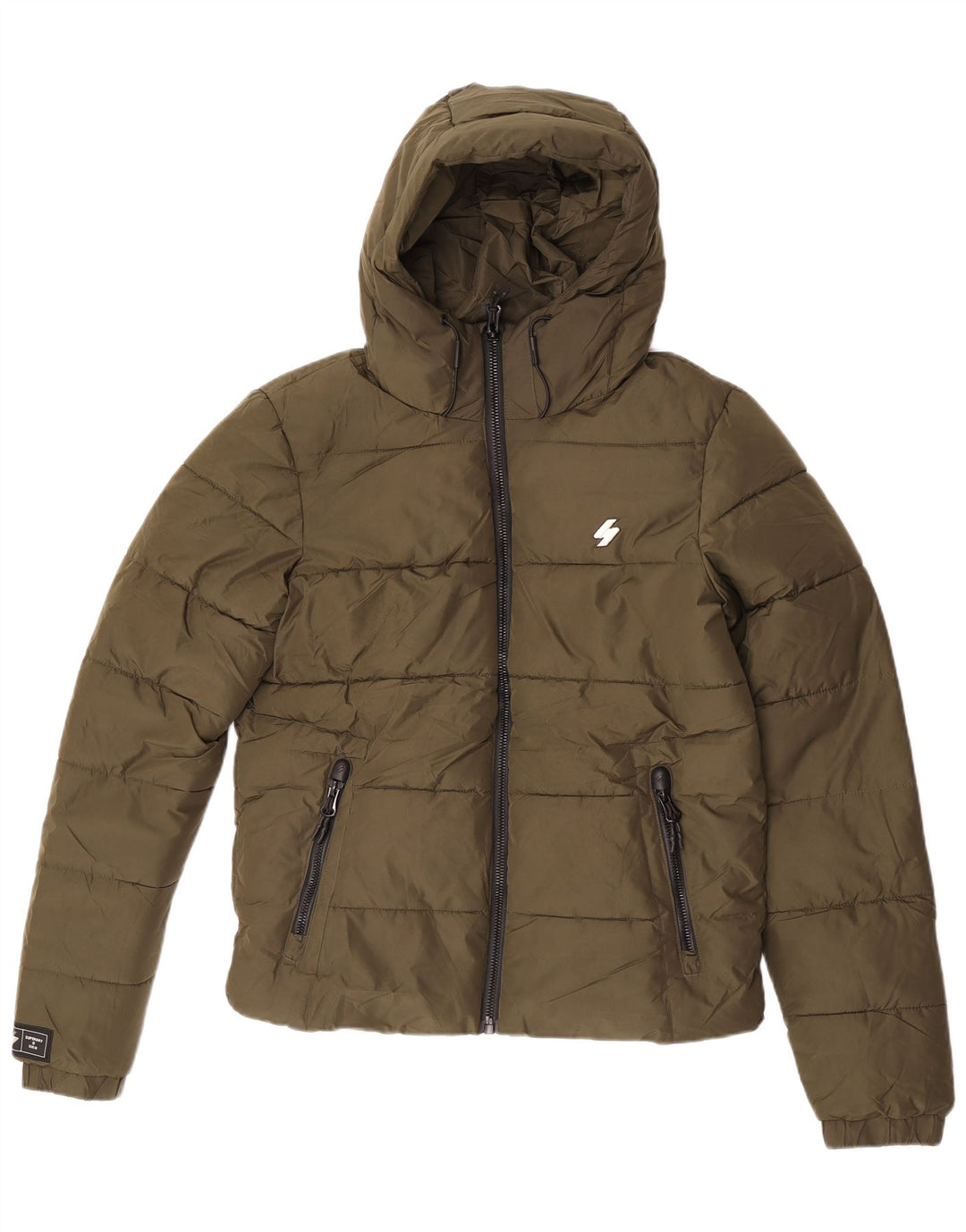 Superdry Veste matelassée à capuche pour hommes UK 36 Petit Kaki Polyester