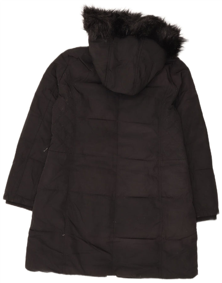 Laura Ashley Manteau rembourré à capuche pour femme UK 12 Medium Noir Polyester