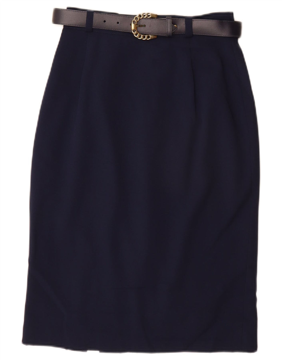 VINTAGE Jupe crayon femme UK 10 Petit W26 Bleu Marine Polyester
