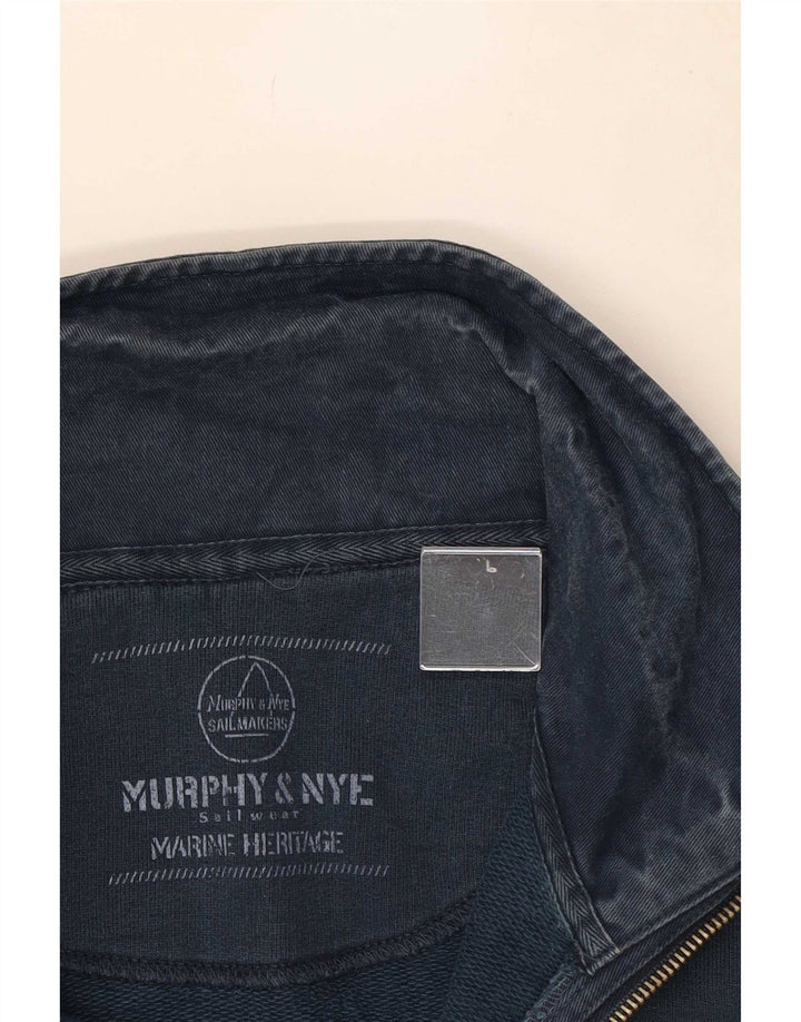 Murphy & Nye Sweat-shirt à col zippé pour homme en coton bleu marine Taille L