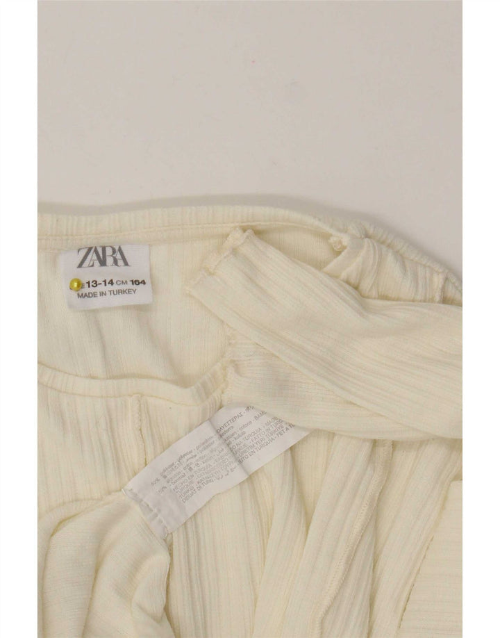 Zara Filles Top Manches Longues 13-14 ans Blanc Polyester
