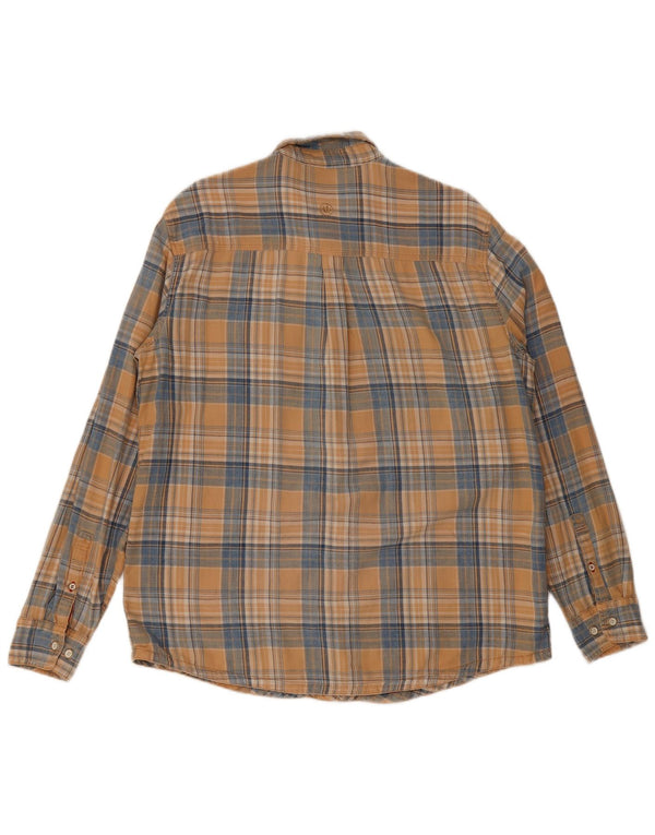 Fat Face Chemise Indigo Regular Fit en Flanelle pour Hommes en Coton à Carreaux Beige Large