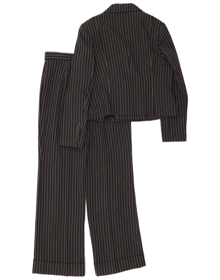vintage Femme 2 Pièces Costume UK 12 Moyen W28 L30 Noir Rayé