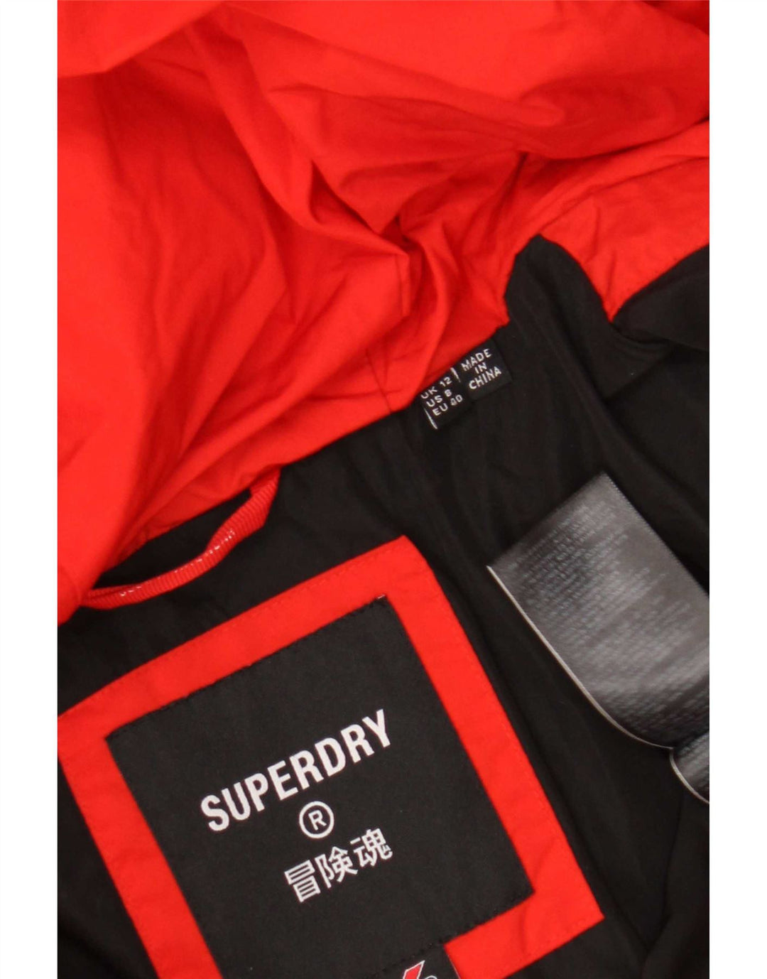 Superdry Veste matelassée à capuche pour femme UK 12 Rouge moyen Polyester