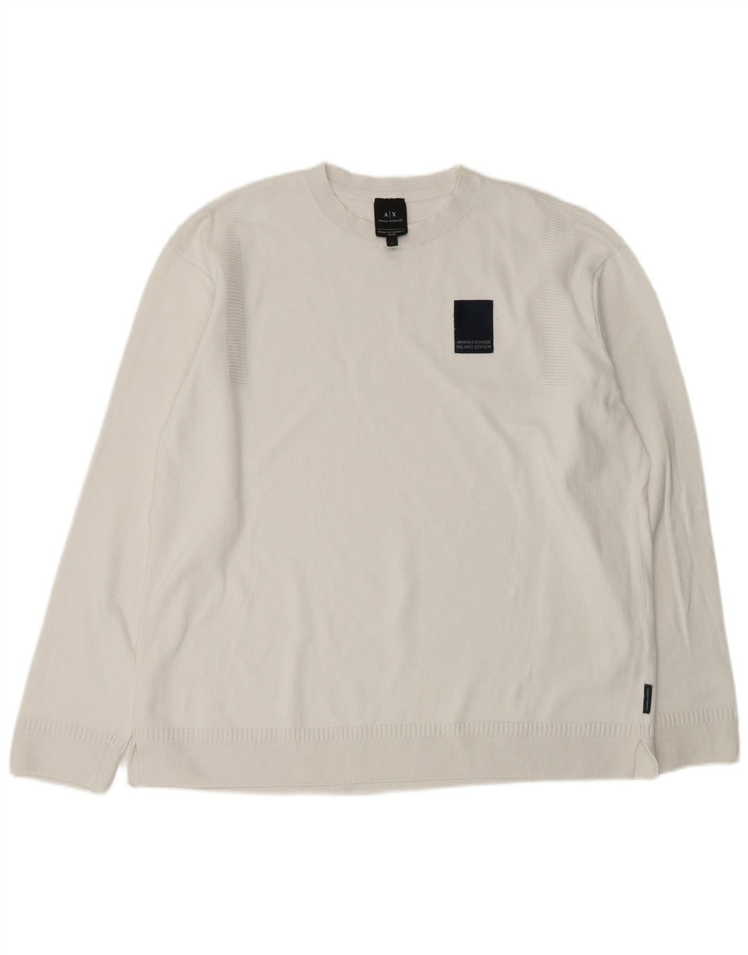 ARMANI EXCHANGE Pull à col rond pour homme Grand coton blanc