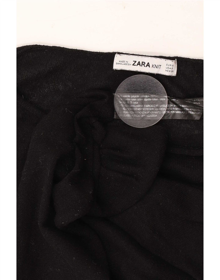 Zara Pull surdimensionné à col bateau pour femme UK 10 Petit Noir Polyester