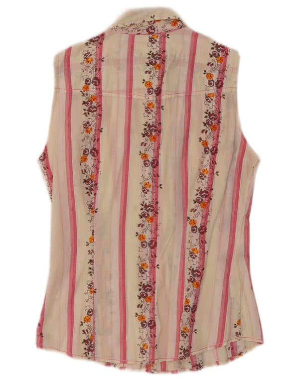 Think Pink Chemise sans manches pour femme UK 12 Medium White Floral