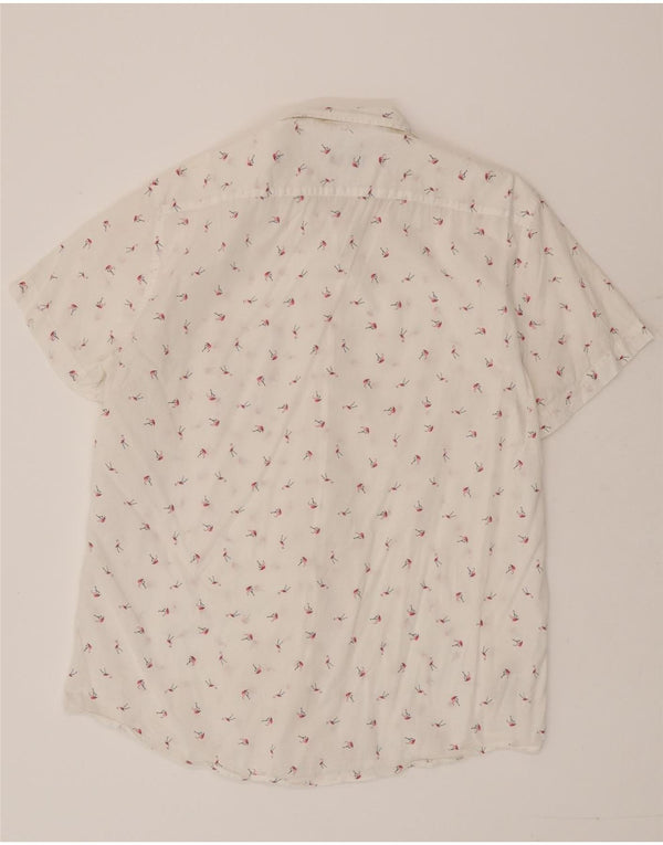 Benetton Chemise à Manches Courtes Homme XL Coton Taché Blanc