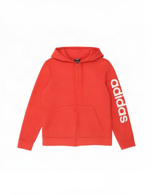 Adidas Womens Graphic Zip Hoodie Sweater UK 14 Large Red Cotton