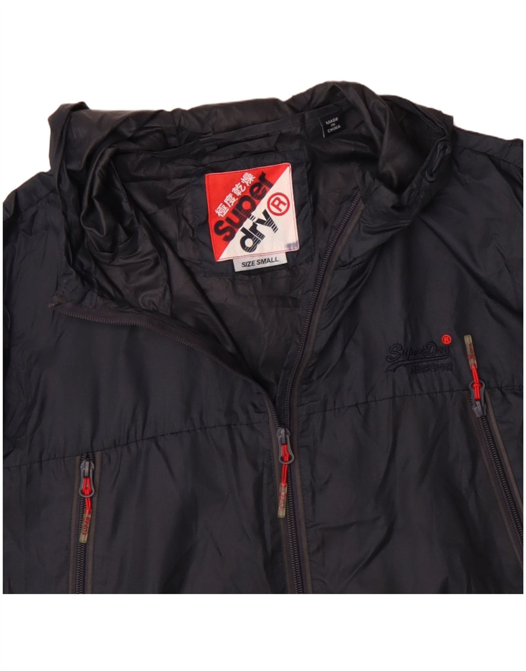 SUPERDRY Veste de pluie à capuche pour homme UK 36 Small Bleu marine