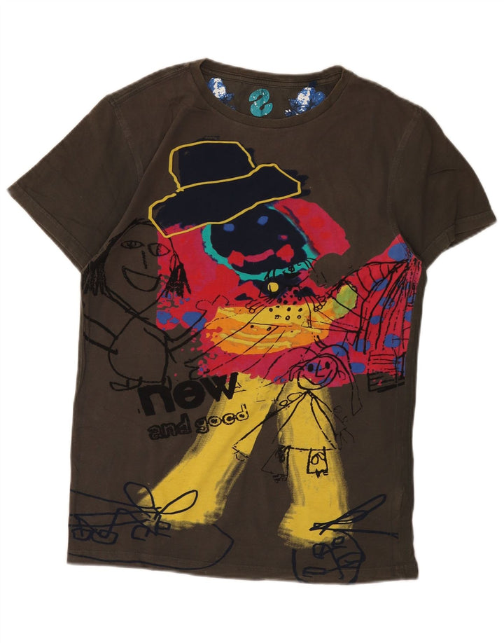 Desigual T-Shirt Graphique Haut Marron Moyen Coton Homme