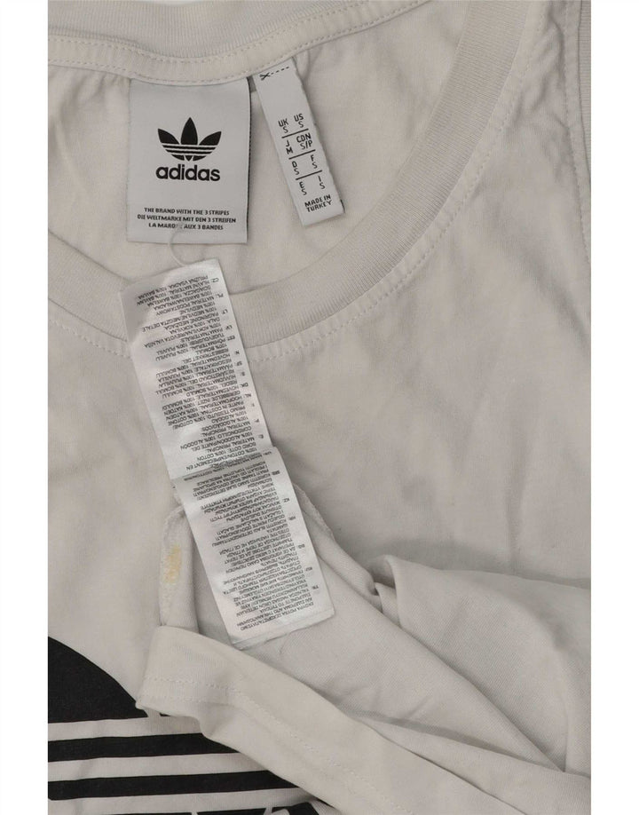 Adidas Débardeur graphique pour femme UK 10 Petit coton blanc