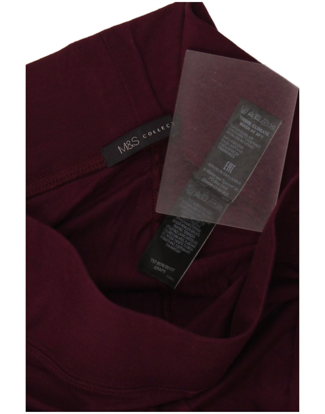 Marks & Spencer Leggings Femme UK 10 Small Viscose Bordeaux