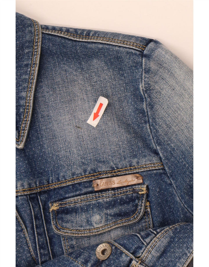 Guess Veste en jean courte pour femme UK 6 XS Bleu Coton