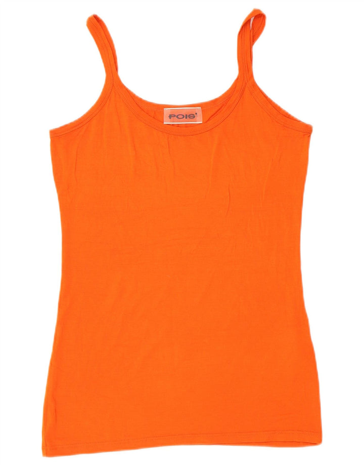 vintage Femme Cami Top UK 14 Grande Viscose Orange