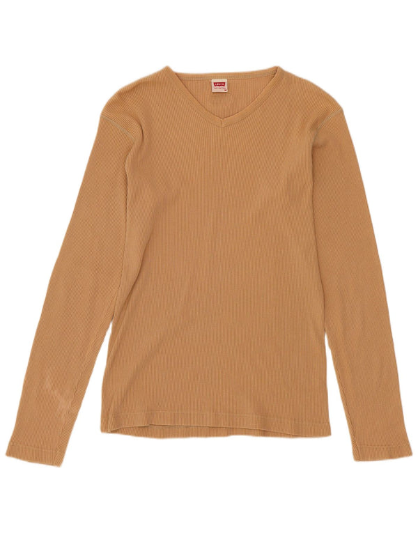 Levi's Top Manches Longues Femme UK 12 Beige Moyen Coton
