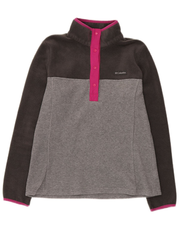 COLUMBIA Pull polaire à col boutonné pour femme UK 14 Gris moyen Colourblock