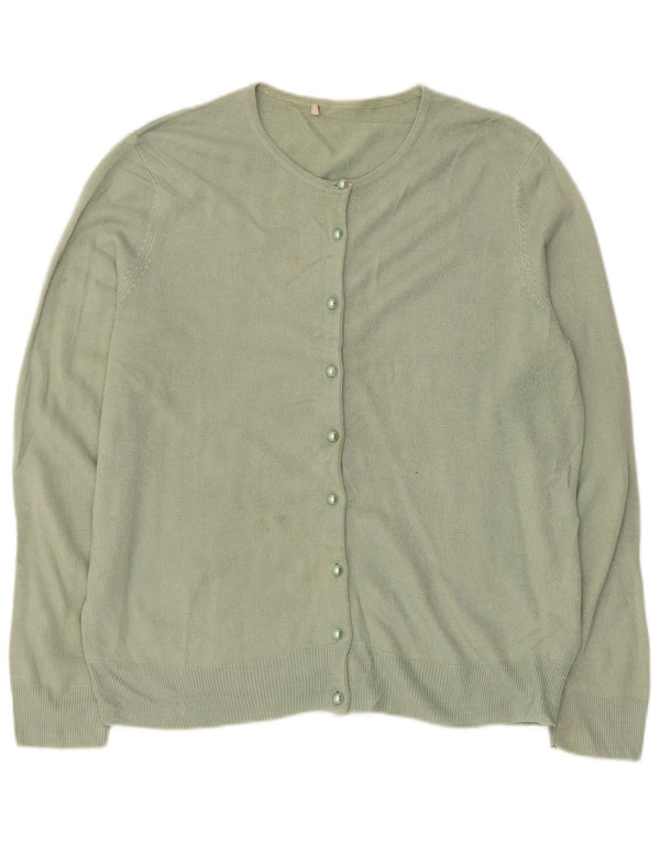 Marks & Spencer Pull Cardigan pour Femme UK 14 Grand Acrylique Vert