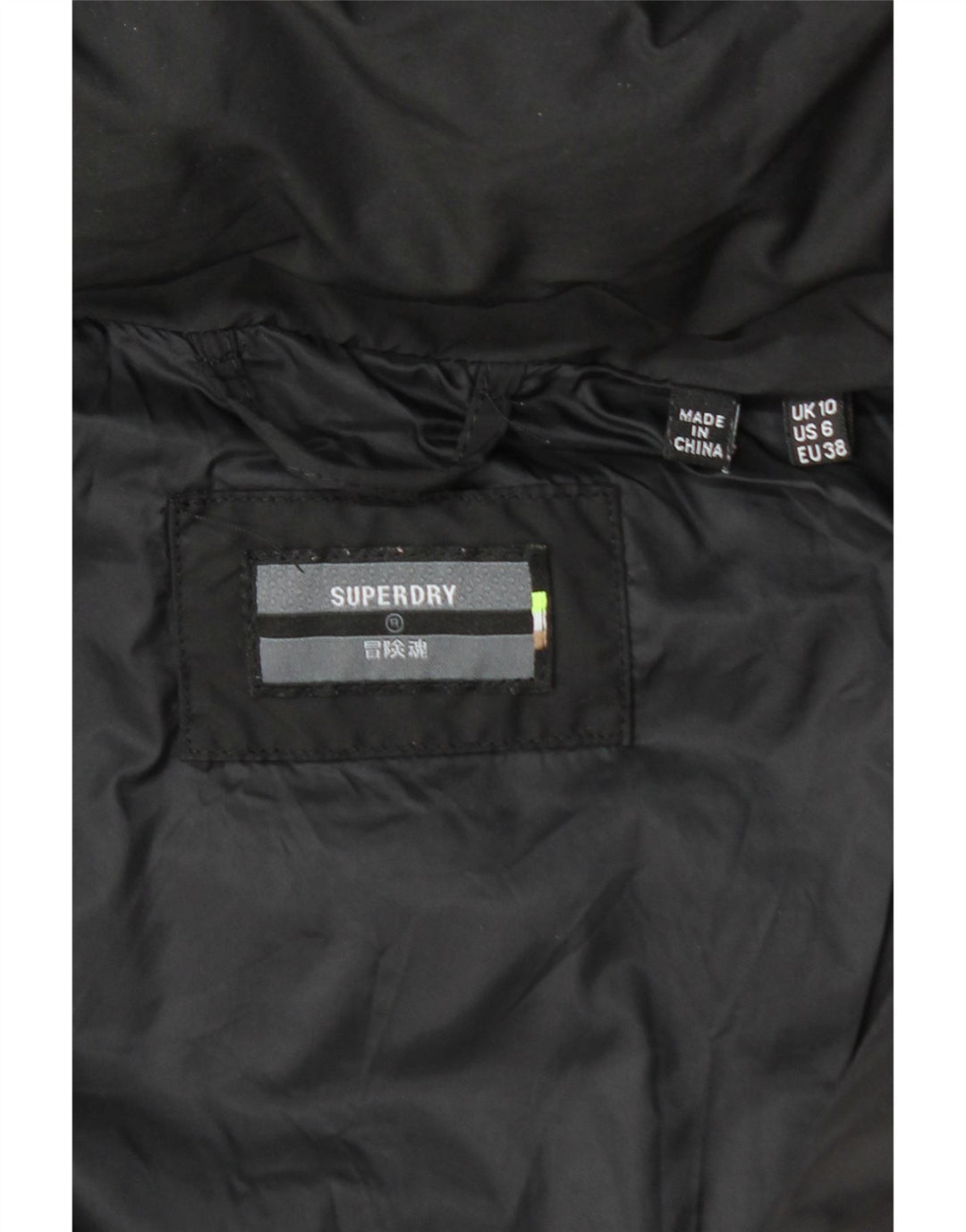 SUPERDRY Manteau rembourré à capuche pour femme UK 10 Small Noir Polyester