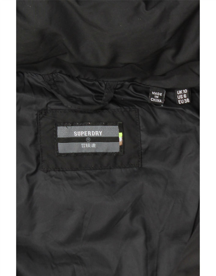 SUPERDRY Manteau rembourré à capuche pour femme UK 10 Small Noir Polyester