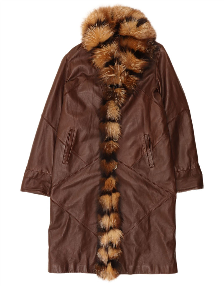 Anna Paola Manteau en cuir pour femme IT 44 Marron moyen