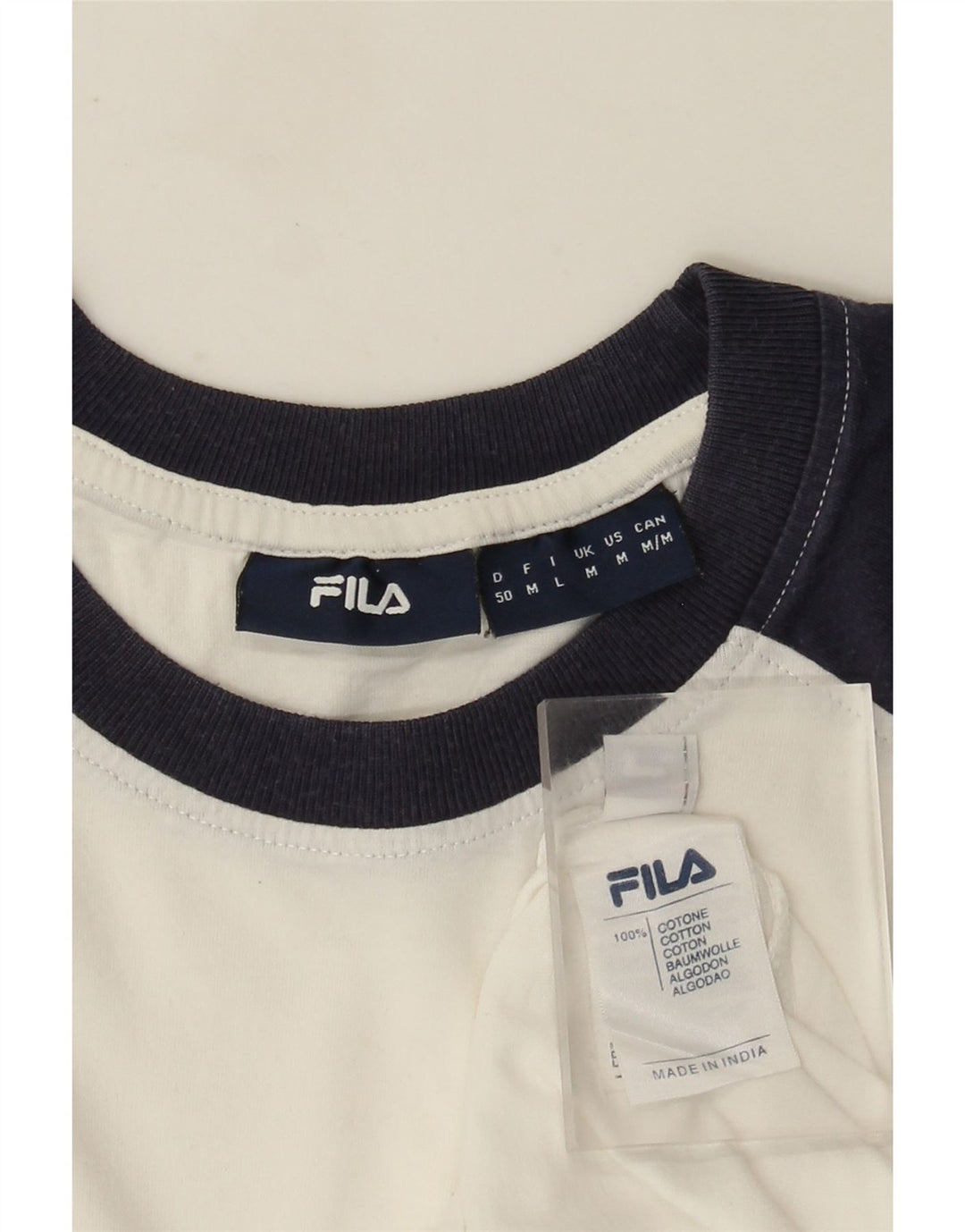 Fila T-Shirt Graphique Homme Blanc Moyen Coton Colorblock