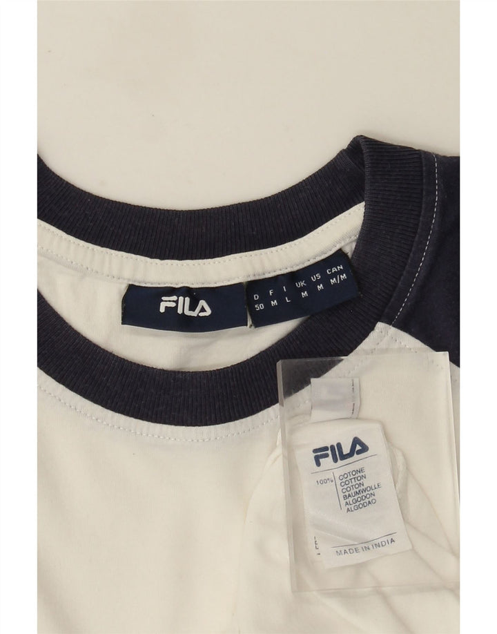 Fila T-Shirt Graphique Homme Blanc Moyen Coton Colorblock