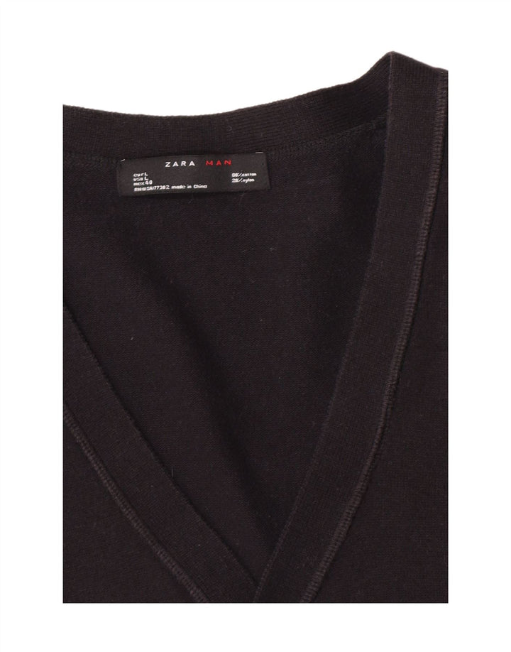 Zara Cardigan Homme Pull Large Noir Coton