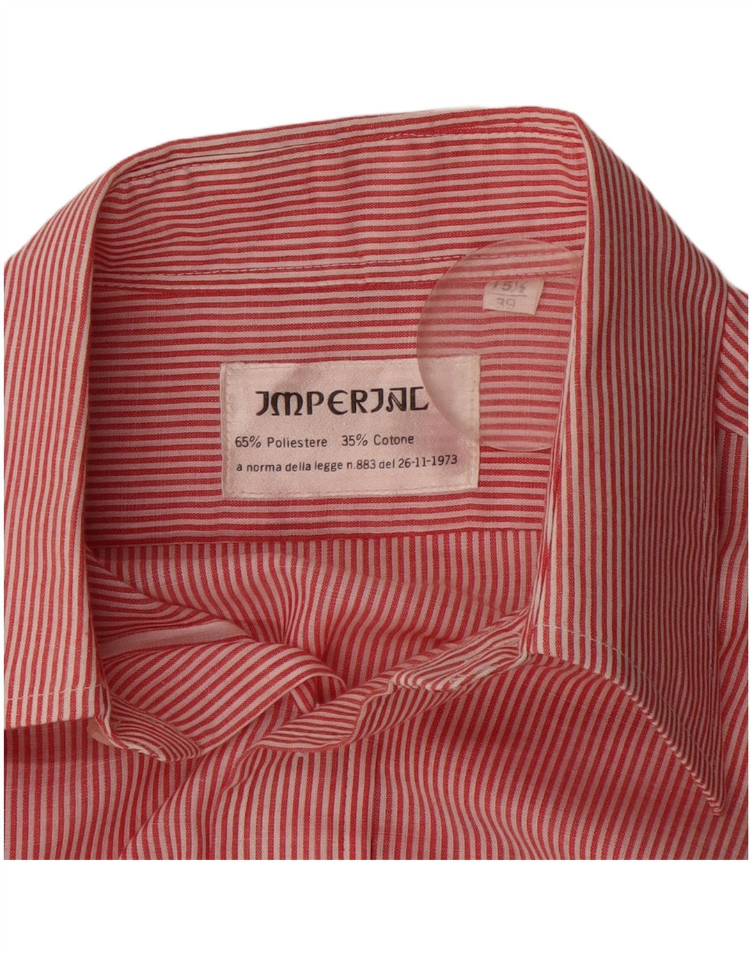Imperial Mens Shirt Taille 39 15 1/2 Polyester à fines rayures rouges moyennes
