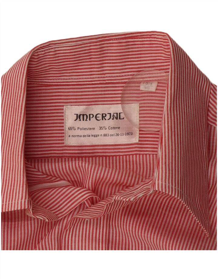Imperial Mens Shirt Taille 39 15 1/2 Polyester à fines rayures rouges moyennes