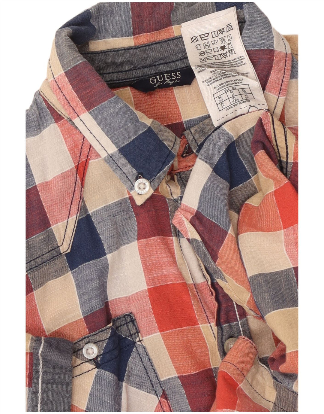 GUESS Boys Graphic Short Sleeve Shirt 15-16 Years Multicoloured Check
