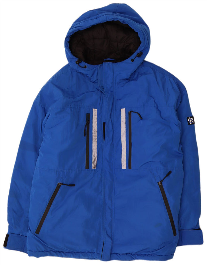 Zara Veste coupe-vent à capuche pour homme UK 42 XL Bleu Polyester