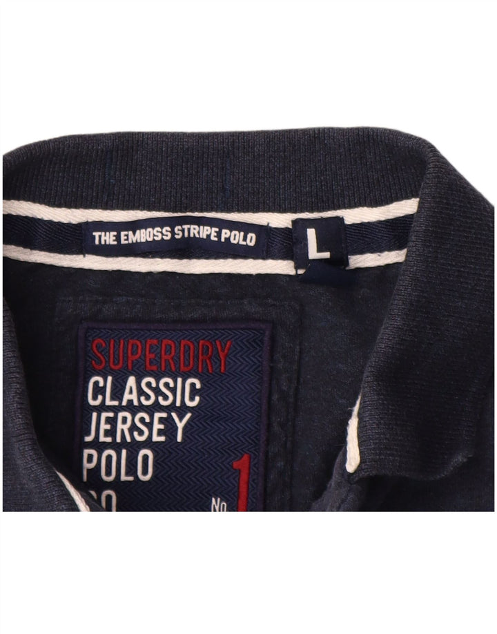 Superdry Polo Graphic Rugby Homme Large Bleu Marine Colorblock Cotton