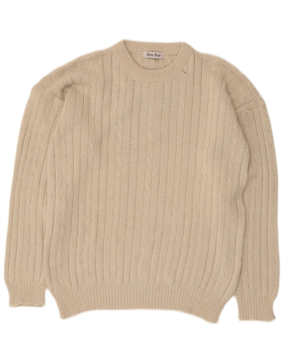Uno Due Pull à col rond pour homme Petit coton beige
