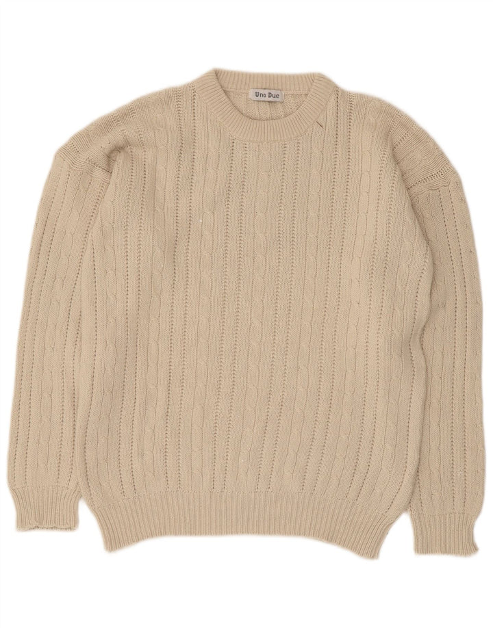 Uno Due Pull à col rond pour homme Petit coton beige