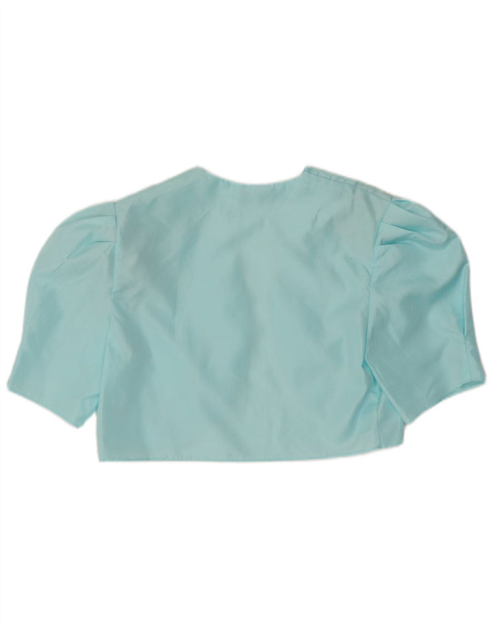 vintage Femmes Bolero Top UK 12 Polyester Bleu Moyen