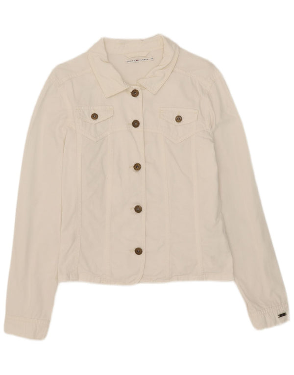 Tommy Hilfiger Veste Bomber Femme UK 10 Grand Coton Blanc