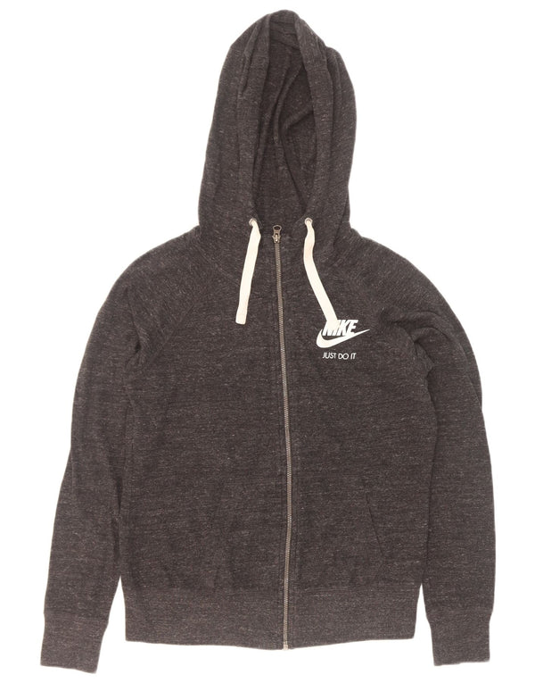 Nike Pull à capuche zippé pour femme UK 10 Petit coton moucheté gris