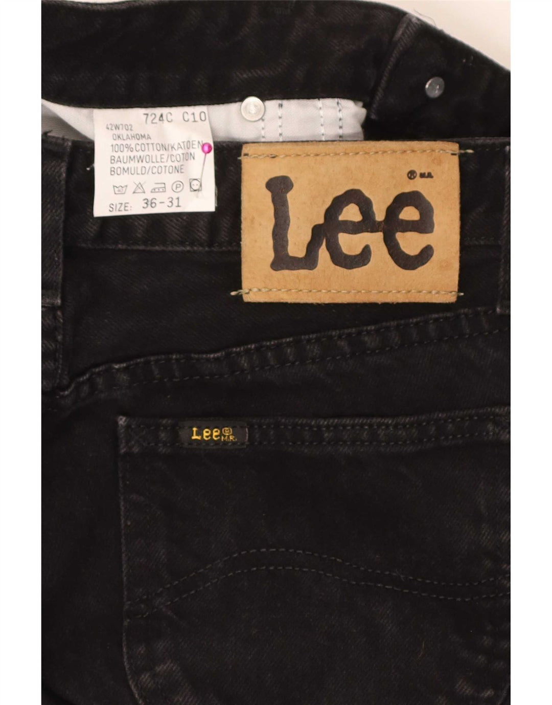 Lee Jean Fuselé Oklahoma W36 L31 Homme Noir Coton
