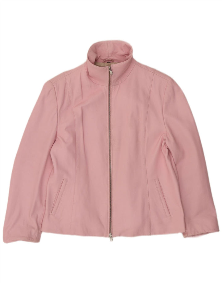 CABRINI Veste en cuir femme UK 16 Grand cuir rose